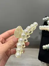 高級感のあるアセテート製髪留め【パール付き・大きめサイズ】