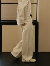 ヴィンテージ風 ストレートワイドデニムパンツ【ハイウエスト・ブラック・スリム効果・米白】