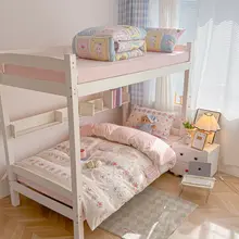 水洗コットン 学生用寝室ベッド用品3点セット【シングルサイズ・タオル付き・刺繍デザイン】