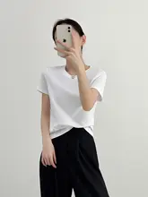 極上の柔らかさのシルクコットンラウンドネック半袖Tシャツ【女性用・着やせ効果・薄手】
