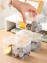 デスク整理に最適な二 compartments コインストレージボックス【防塵・貯金箱・記念コイン収納用】