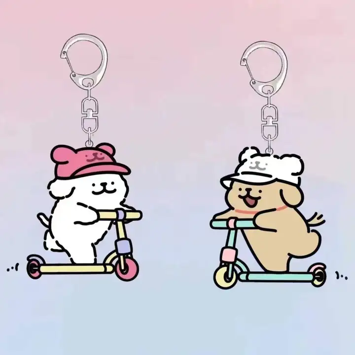 マルチーズ犬デザインのアクリルキーホルダー【かわいいキャラクター付き・プレゼントに最適】