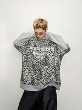 レオパード柄切替デザインの長袖Tシャツ【フィット・カジュアル・落ち感のあるスタイル】（セットアップ対応）