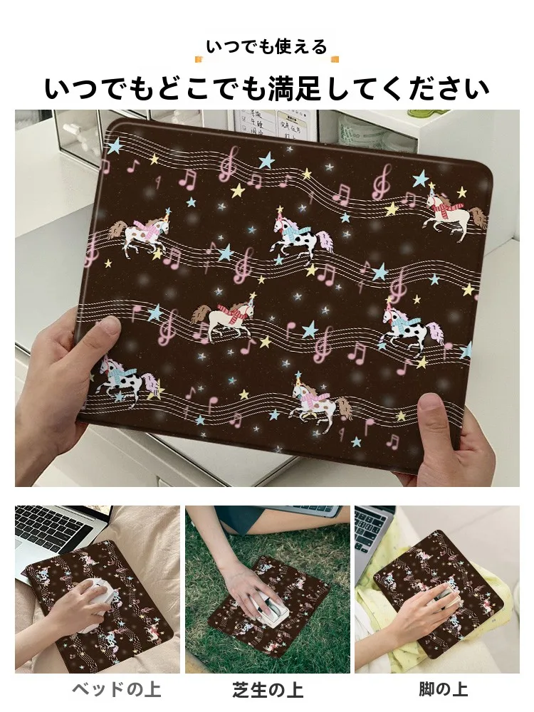 かわいい小馬デザインのハードマウスパッド：おしゃれで汚れに強いポータブルオフィスアクセサリー
