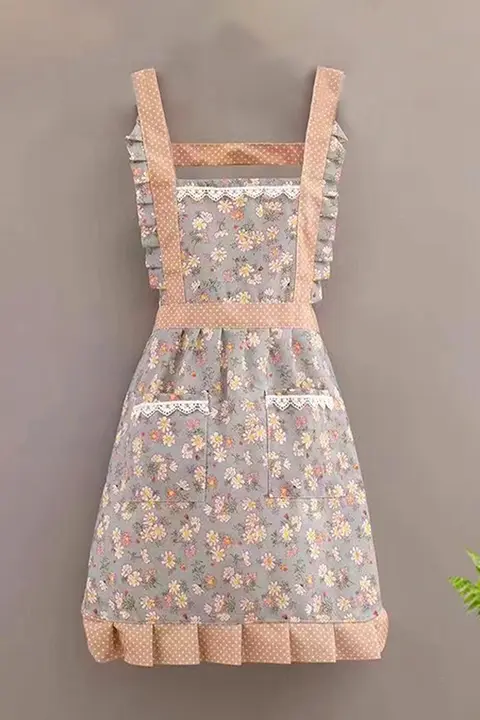 花柄エプロン【プリンセススタイル・防汚・キャンバス素材】