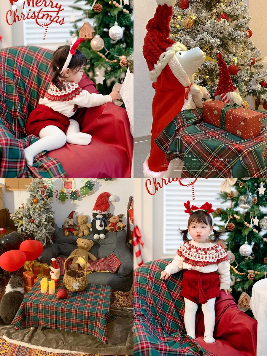 赤いチェック柄テーブルクロス：クリスマスや新年に最適なサイズとデザインの実用性
