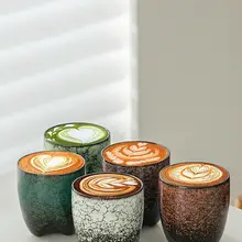 ユニークなデザインの三脚陶器コーヒーカップ【釉薬変化・ラテアート対応】