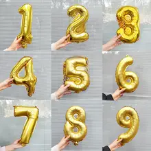16インチ数字アルミ風船【金・銀・誕生日パーティー装飾用】
