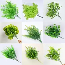 ユーカリとスターフラワーの飾り用プラスチック造花束【単枝・フェンス装飾用】
