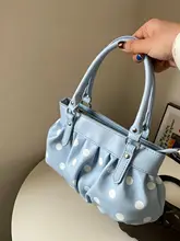 トレンドのバイカラー水玉模様ショルダーバッグ【かわいらしいデザイン・ハンドバッグ・フリル付き】（セットアップ対応）