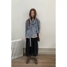 HelloooEat レディース ブラックフレアスカート【ウエストゴム・秋冬用・デザインパネル】