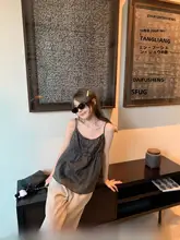 軽やかで透け感のある麻製キャミソール【レトロデザイン・夏用・おしゃれな韓国風】