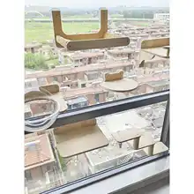 穴あけ不要 吸盤式 木製キャットクローリングラック【壁掛け・窓辺用・ハンモック付き】