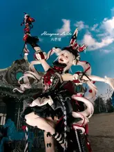 コスプレ ステッキ うさ耳 六芒星 ロリータ サー マジシャン ハンドメイド 黒 白 赤