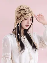 手作り可愛いビーズ付きレース編み帽子材料キット（セットアップ対応）