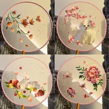 丸型団扇【国風デザイン・刺繍・子供用・舞踊用】