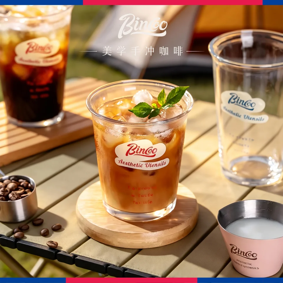 高級感ある透き通ったガラス製コーヒーマグカップ【アイスコーヒー・ラテ対応】