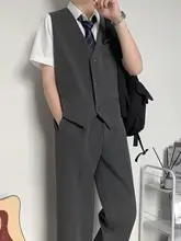 中灰色の短丈ベスト【男の子用・春秋用・ゆったりフィット・ジャケットスタイル】