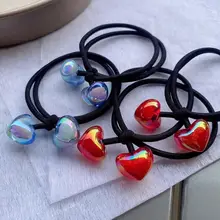 ハートモチーフ透かしデザインヘアゴム【赤・実用的・太めの黒ゴム】