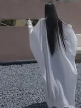 古風な外套の漢服・白色開衿デザイン【新中式・吊り帯スカート・仙女風】【禅意スタイル】（セットアップ対応）