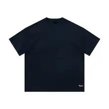 シンプルなデザインの刺繍入りTシャツ【夏用・フィット・ブラック・短袖】