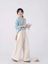 した印象のタック入りワイドレッグパンツ【冬用・カジュアル・女性用】