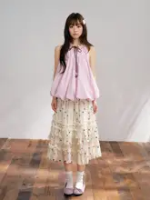 カラフルドットデザインのフリル付きメッシュスカート【夏用・女性用】