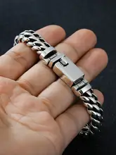 S925純銀製 メンズブレスレット【太め・シンプル・個性的・パンクスタイル】