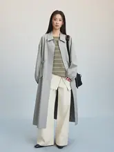 防風機能付きロングコート【シンプルなシルエット・春秋用・淡灰色】