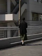 黒色 ワイドシルエット サムライシャツ【短袖・高級感・レトロデザイン】