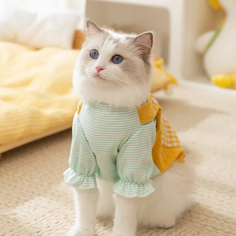 ペット用猫用衣類【春秋用・ポケット付き・2本足用・ブルーの短毛種対応】の実用性と適応シーン