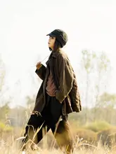 麻混合素材の冬用ジャケット【厚手・ビンテージ風・カジュアル】