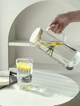耐熱透明冷水ポット【フラットなデザイン・家庭用・花茶や果汁対応】