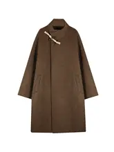 ダブルフェイスウールコート【100%オーストラリアウール・バッファローボタン・秋冬用・中長丈】