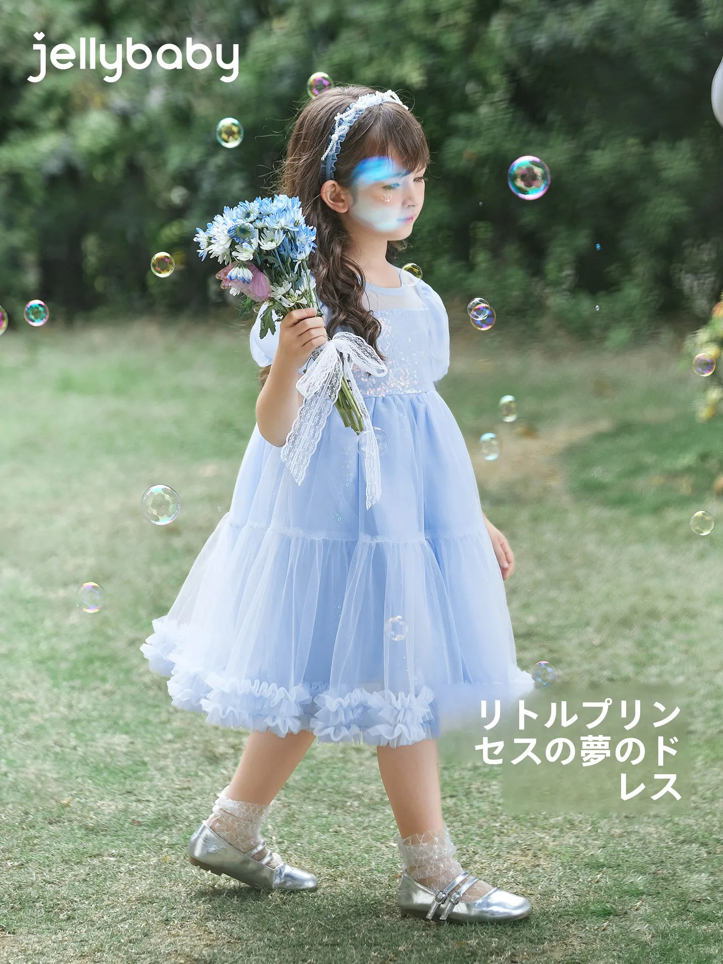 子供用白色タフタドレス：1歳半から3歳女児向けの夏用プリンセススタイルドレス