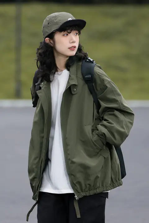 GoodNorth ヴィンテージ風 春秋用 ユニセックス ジップアップ ワークジャケット【無地・フィット】