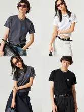 Simple Project コットン製 ロゴプリント ラウンドネック 微フィット 半袖Tシャツ 男女兼用