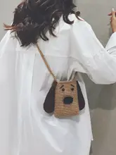 毛糸編み 小犬モバイルポーチ【斜め掛け・可愛い手編み・ニット】（セットアップ対応）
