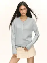 丸首ニットカーディガン【レトロデザイン・春向け・女性用】