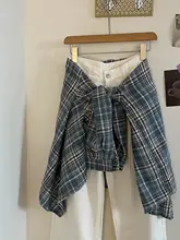 深い青色のチェック柄シャツ【カジュアル・シングルボタン・秋用】（セットアップ対応）