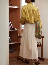 TIONGTIONG レトロ レース付き ハイウエスト Aラインスカート【春用・女性向け・スタイルアップ】