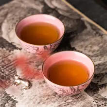 汝窯 粉彩墨梅デザインの茶杯【個人用・功夫茶】