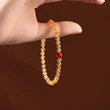 天然黄水晶の手首用ブレスレット【金発晶・財運アップ・レッドメノウ・小米珠使用】