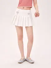 高腰シンプルデザインのプリーツスカート【サイドジッパー・学校風・女性用】（セットアップ対応）