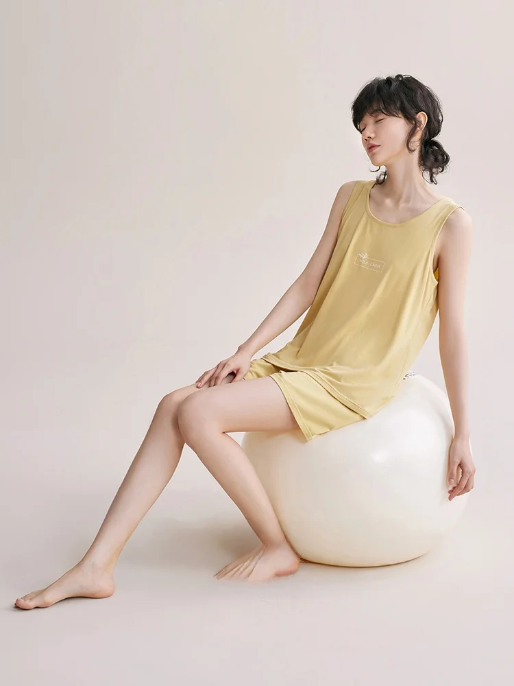 夏用モダールマタニティキャミソールとショートパンツセット：悦内が提供する柔らかさと通気性の実証