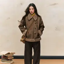 7Shiftin オリジナルデザイン 秋冬向け ヴィンテージブラウン 厚手シープボアコート