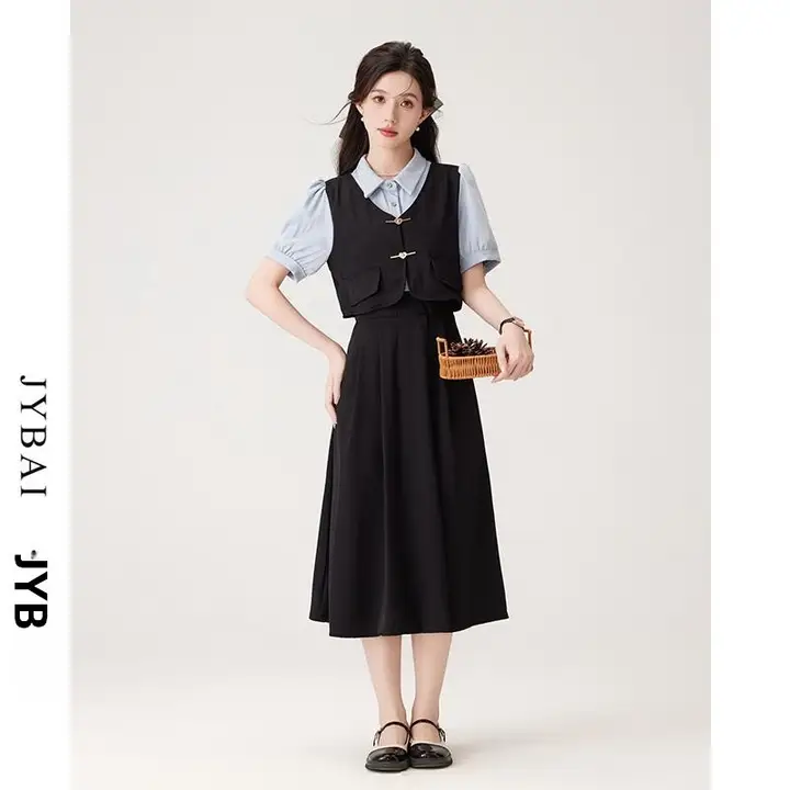 学院風デザインの雰囲気漂うドレス【夏用・正式場面・二重構造】（セットアップ対応）