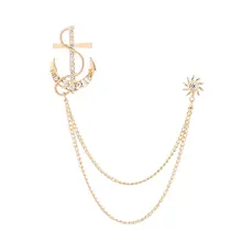 胸元を飾る！クラウン・ハート・イーグル・ウィング・舵デザインの男性用ブローチ【流れるフリンジ・スーツアクセサリー】