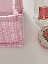 マカロンカラーのギンガムチェック収納ボックス【子供のおもちゃ整理用】