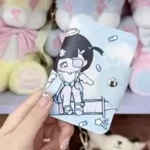 昭和風デザインの少女用カードケース【水色・可愛い・収納用】